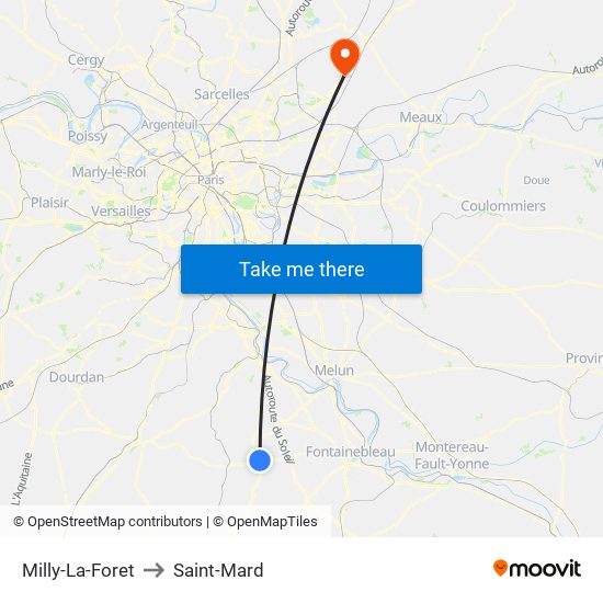 Milly-La-Foret to Saint-Mard map