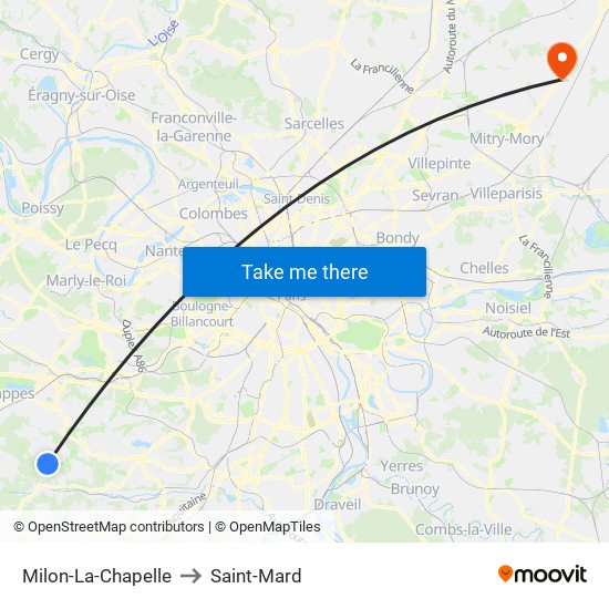 Milon-La-Chapelle to Saint-Mard map