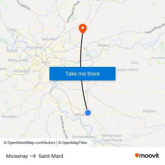 Moisenay to Saint-Mard map