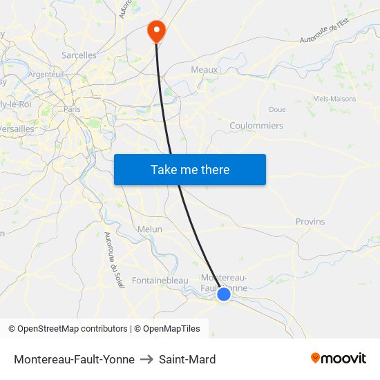 Montereau-Fault-Yonne to Saint-Mard map