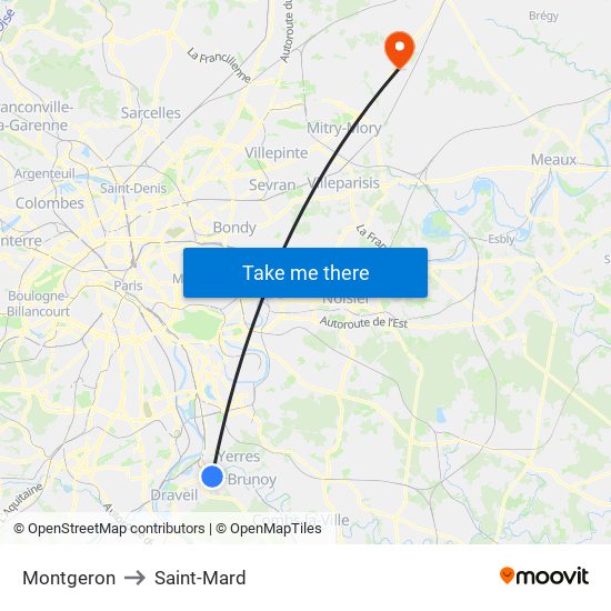 Montgeron to Saint-Mard map
