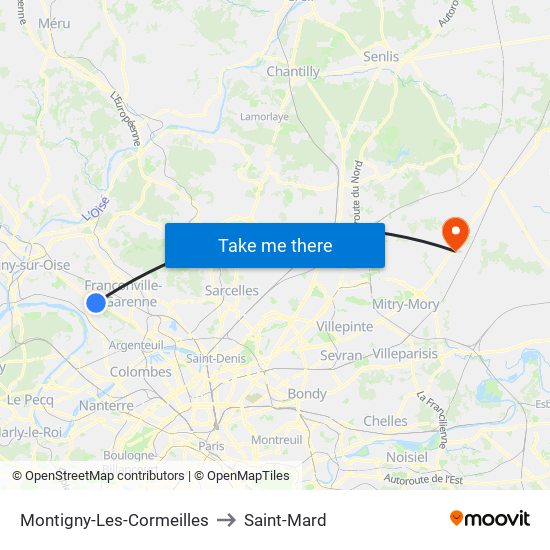 Montigny-Les-Cormeilles to Saint-Mard map