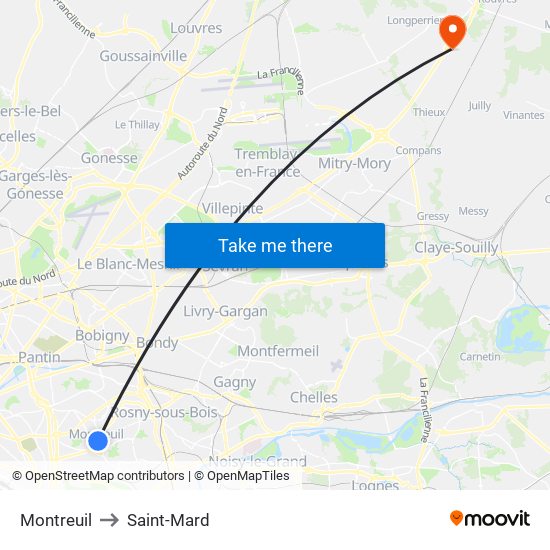 Montreuil to Saint-Mard map