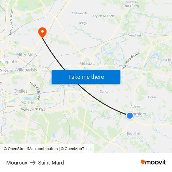 Mouroux to Saint-Mard map