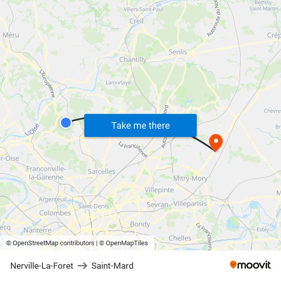 Nerville-La-Foret to Saint-Mard map