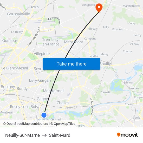 Neuilly-Sur-Marne to Saint-Mard map