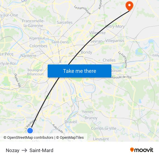 Nozay to Saint-Mard map