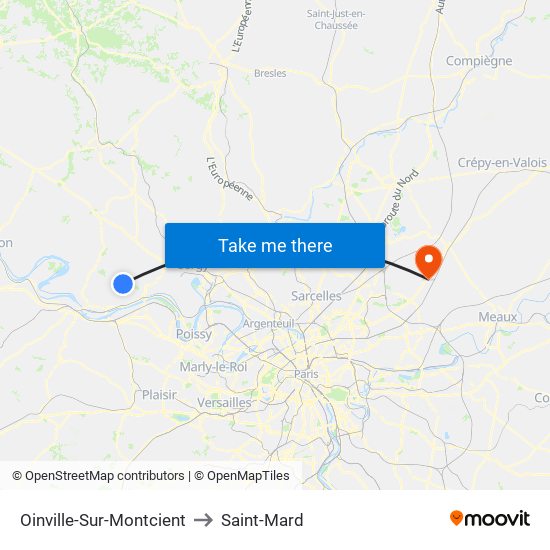 Oinville-Sur-Montcient to Saint-Mard map