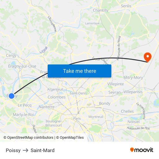 Poissy to Saint-Mard map