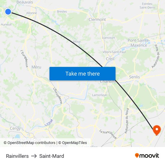 Rainvillers to Saint-Mard map