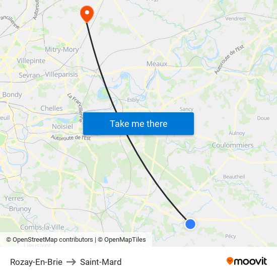 Rozay-En-Brie to Saint-Mard map