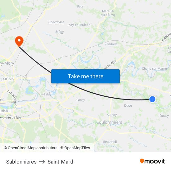 Sablonnieres to Saint-Mard map