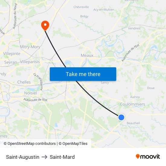 Saint-Augustin to Saint-Mard map