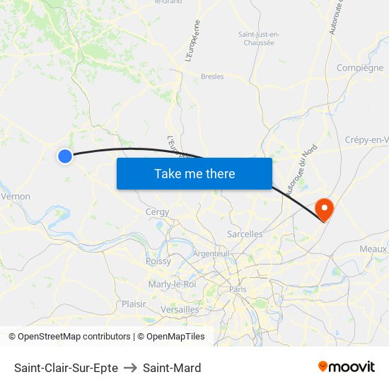 Saint-Clair-Sur-Epte to Saint-Mard map