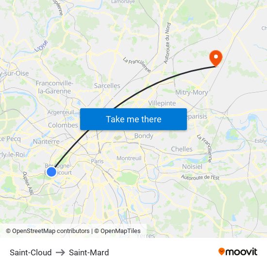 Saint-Cloud to Saint-Mard map