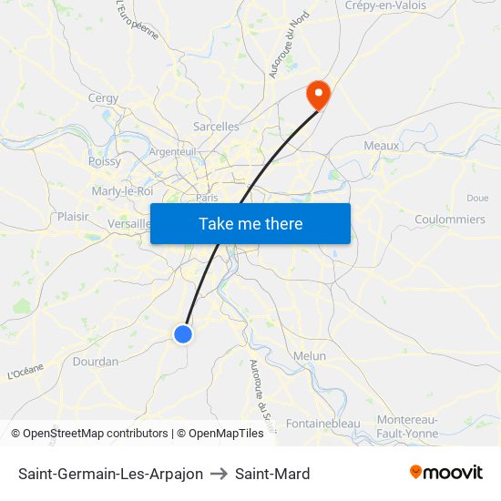 Saint-Germain-Les-Arpajon to Saint-Mard map