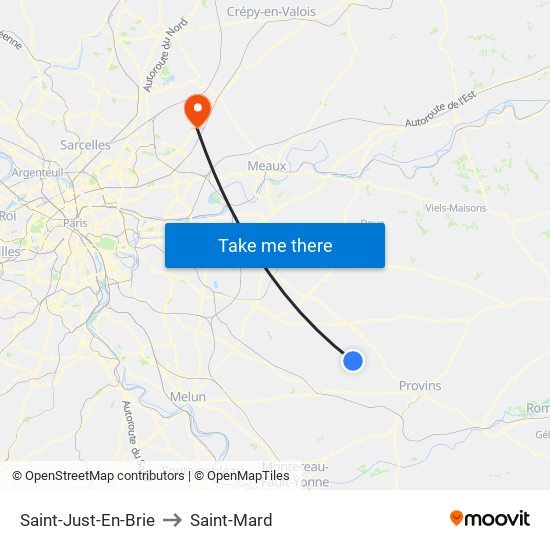 Saint-Just-En-Brie to Saint-Mard map