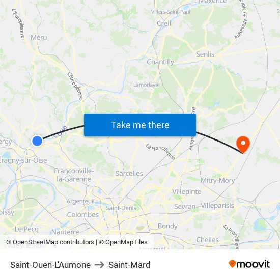 Saint-Ouen-L'Aumone to Saint-Mard map