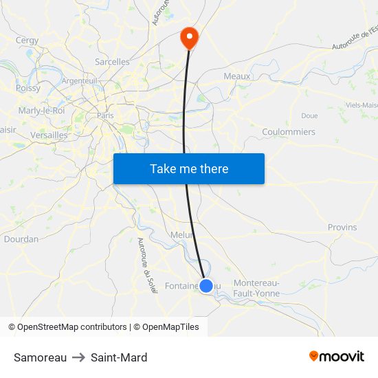 Samoreau to Saint-Mard map
