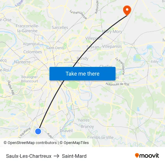 Saulx-Les-Chartreux to Saint-Mard map