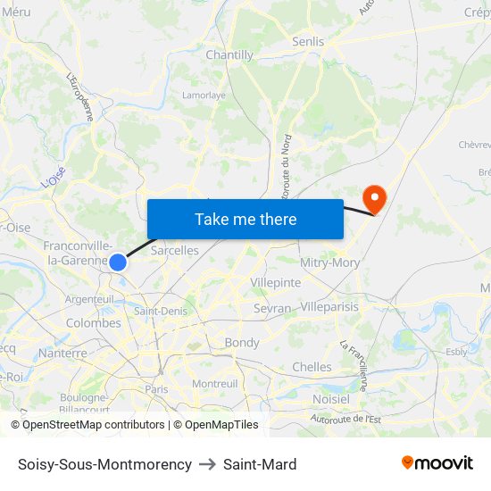 Soisy-Sous-Montmorency to Saint-Mard map