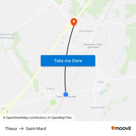 Thieux to Saint-Mard map