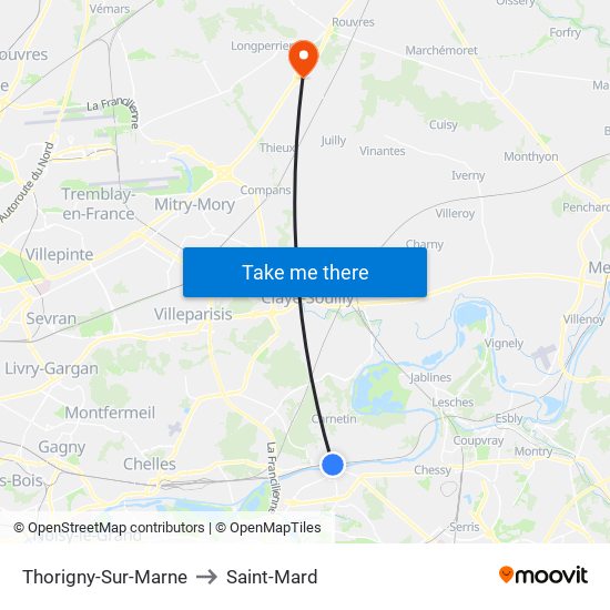 Thorigny-Sur-Marne to Saint-Mard map