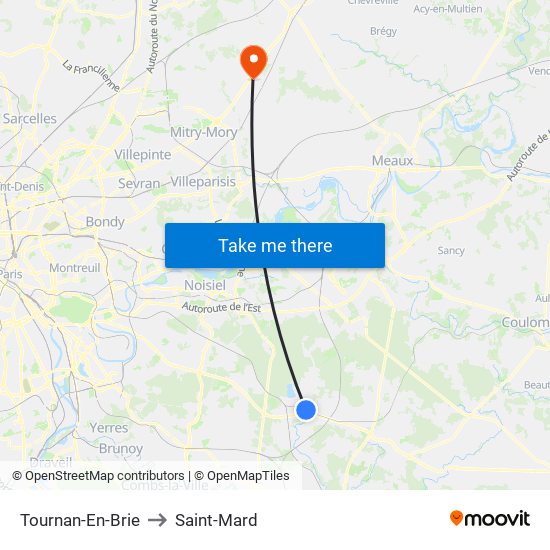 Tournan-En-Brie to Saint-Mard map