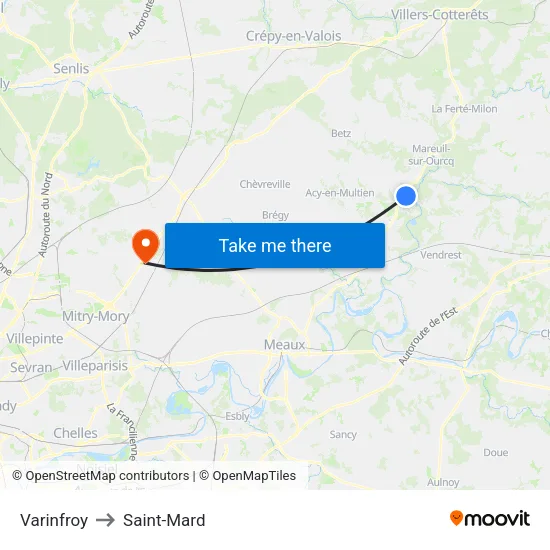 Varinfroy to Saint-Mard map