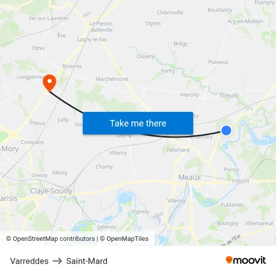 Varreddes to Saint-Mard map