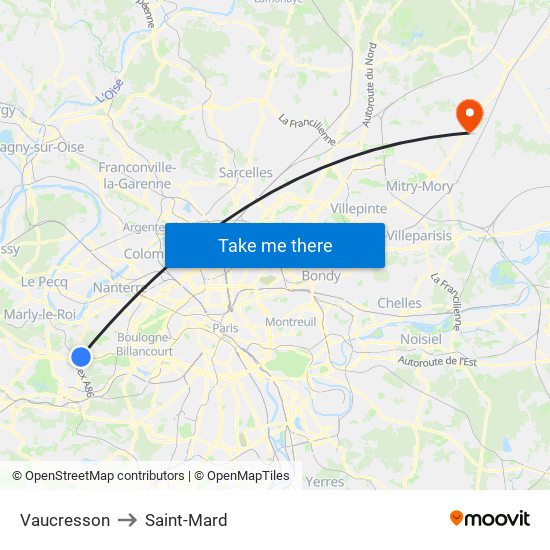 Vaucresson to Saint-Mard map