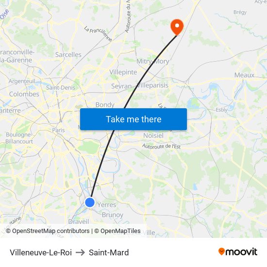 Villeneuve-Le-Roi to Saint-Mard map