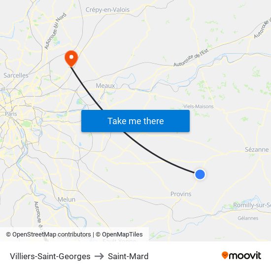 Villiers-Saint-Georges to Saint-Mard map