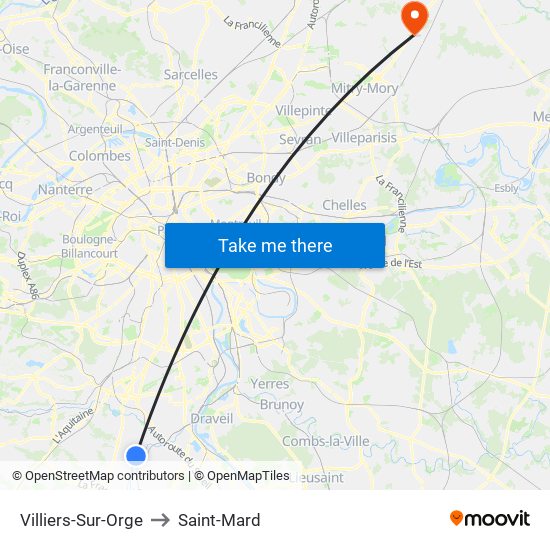 Villiers-Sur-Orge to Saint-Mard map