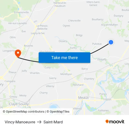 Vincy-Manoeuvre to Saint-Mard map