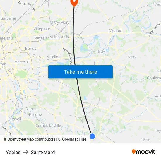 Yebles to Saint-Mard map