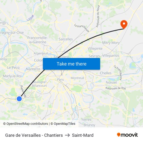 Gare de Versailles - Chantiers to Saint-Mard map