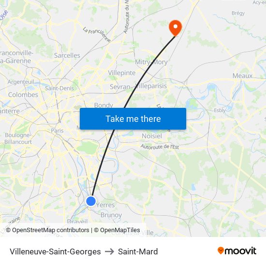 Villeneuve-Saint-Georges to Saint-Mard map
