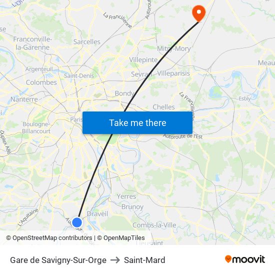 Gare de Savigny-Sur-Orge to Saint-Mard map