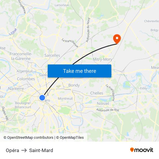 Opéra to Saint-Mard map