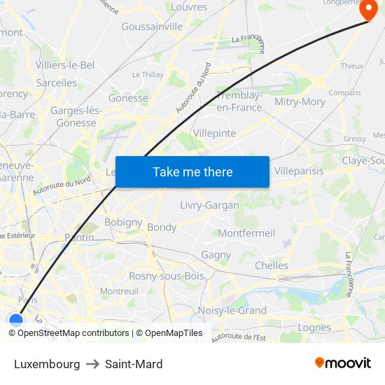 Luxembourg to Saint-Mard map