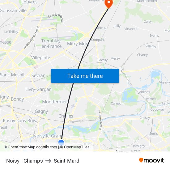 Noisy - Champs to Saint-Mard map