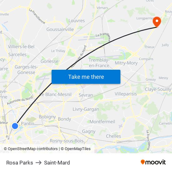 Rosa Parks to Saint-Mard map