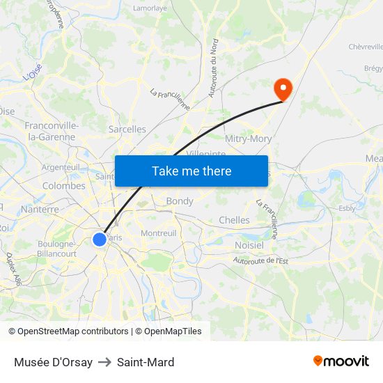 Musée D'Orsay to Saint-Mard map