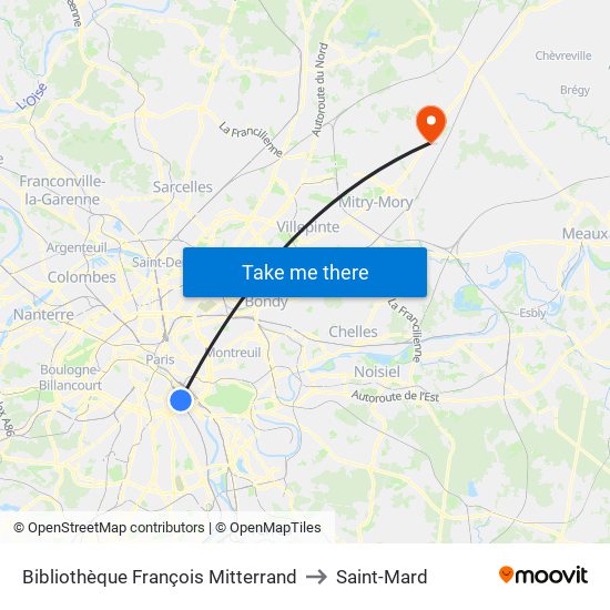 Bibliothèque François Mitterrand to Saint-Mard map