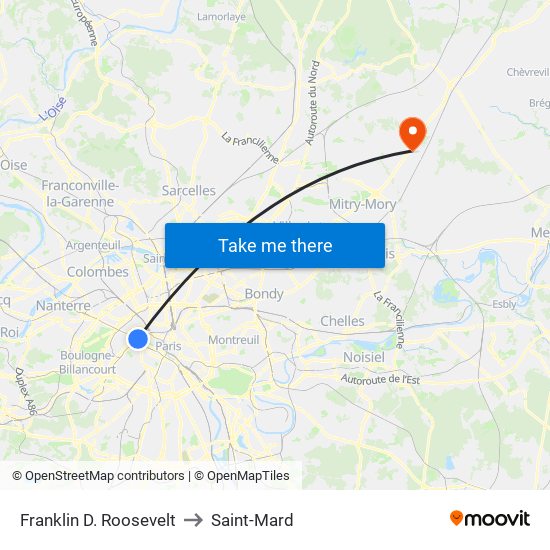 Franklin D. Roosevelt to Saint-Mard map