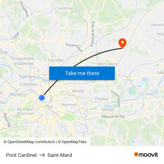 Pont Cardinet to Saint-Mard map