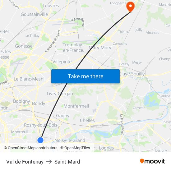 Val de Fontenay to Saint-Mard map