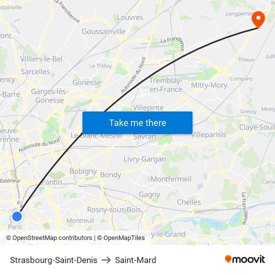 Strasbourg-Saint-Denis to Saint-Mard map