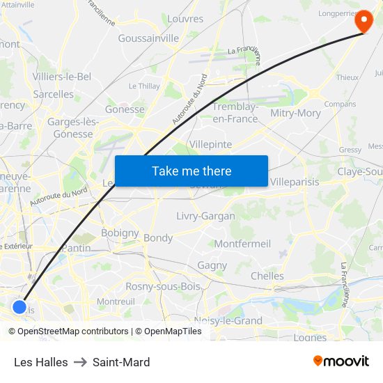 Les Halles to Saint-Mard map